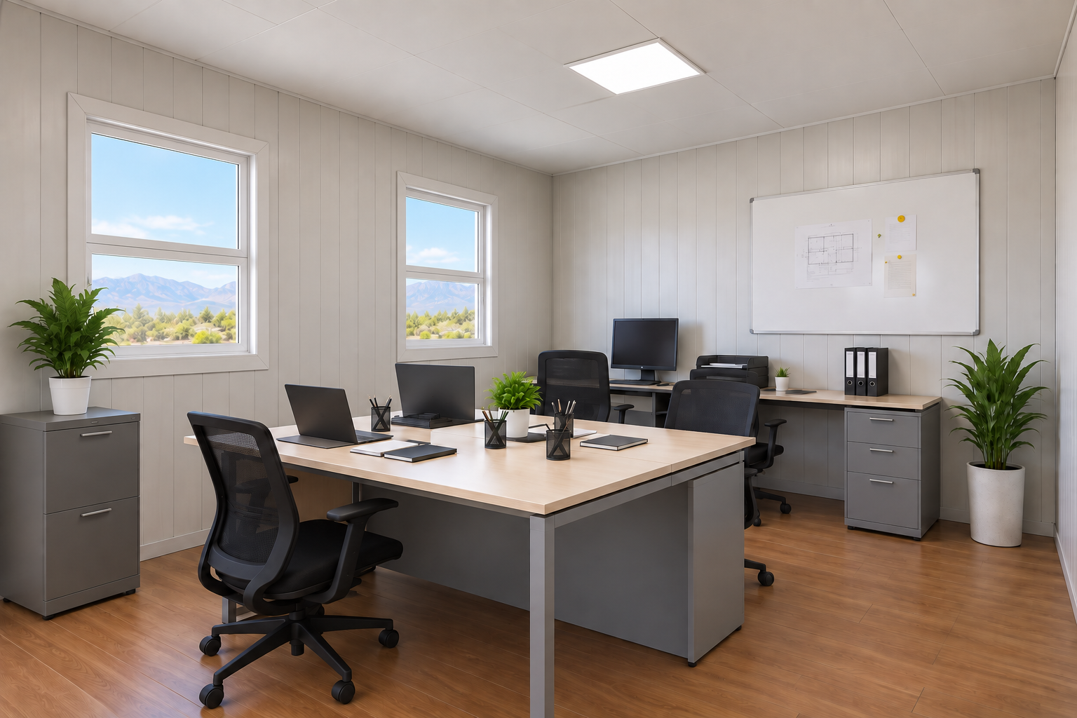 Interior de oficina administrativa modular MODUX